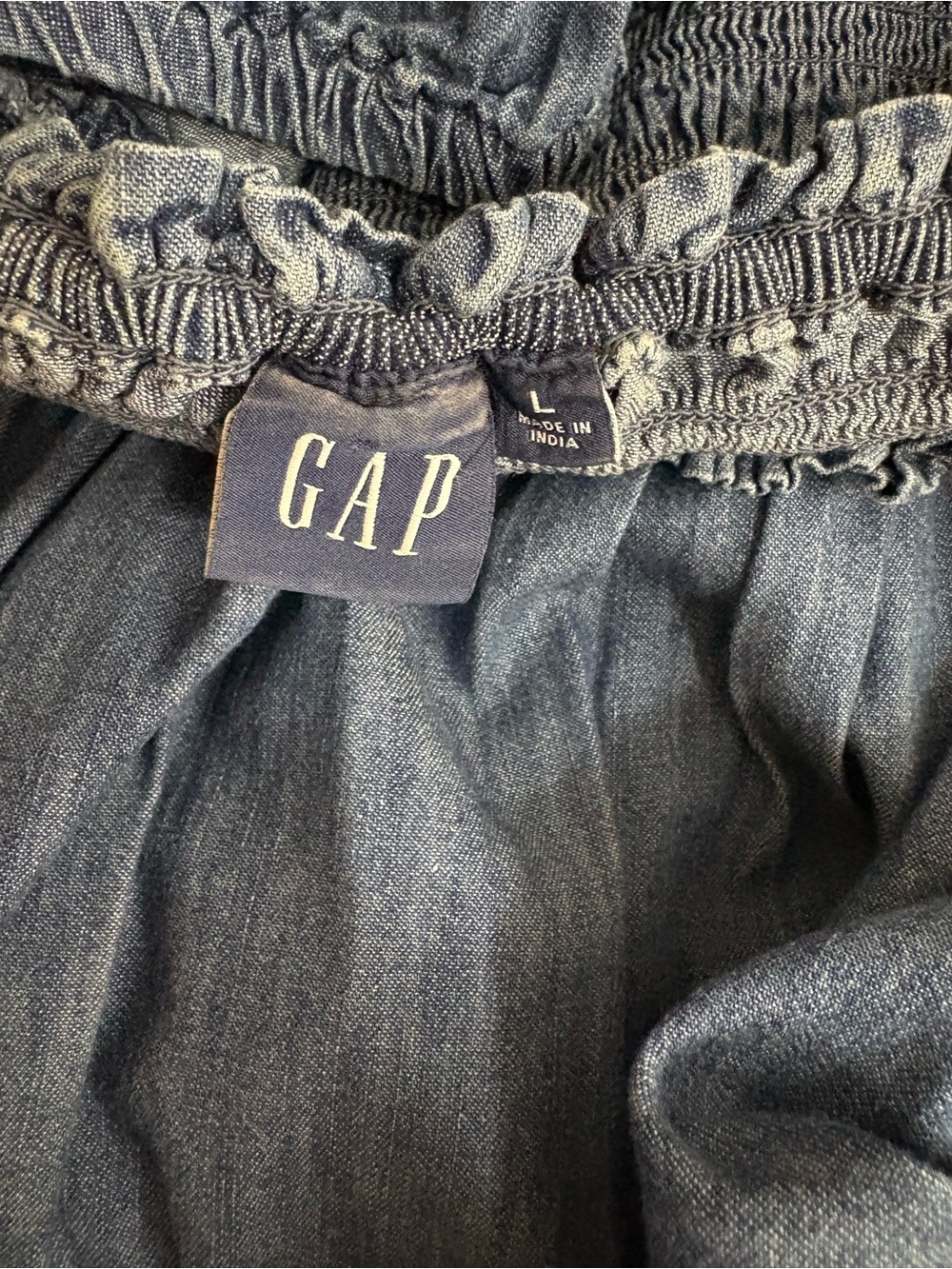 Gap Western Denim Dress Boho
Chic Smocked Ruched PuffLong
Sleeve Womens Large - Picture 12 of 12